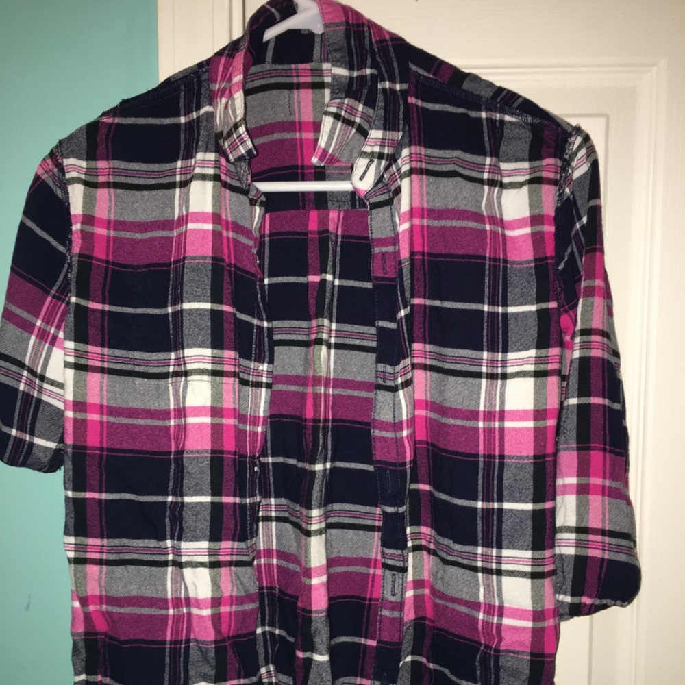 A pink and black flannel from old navy
